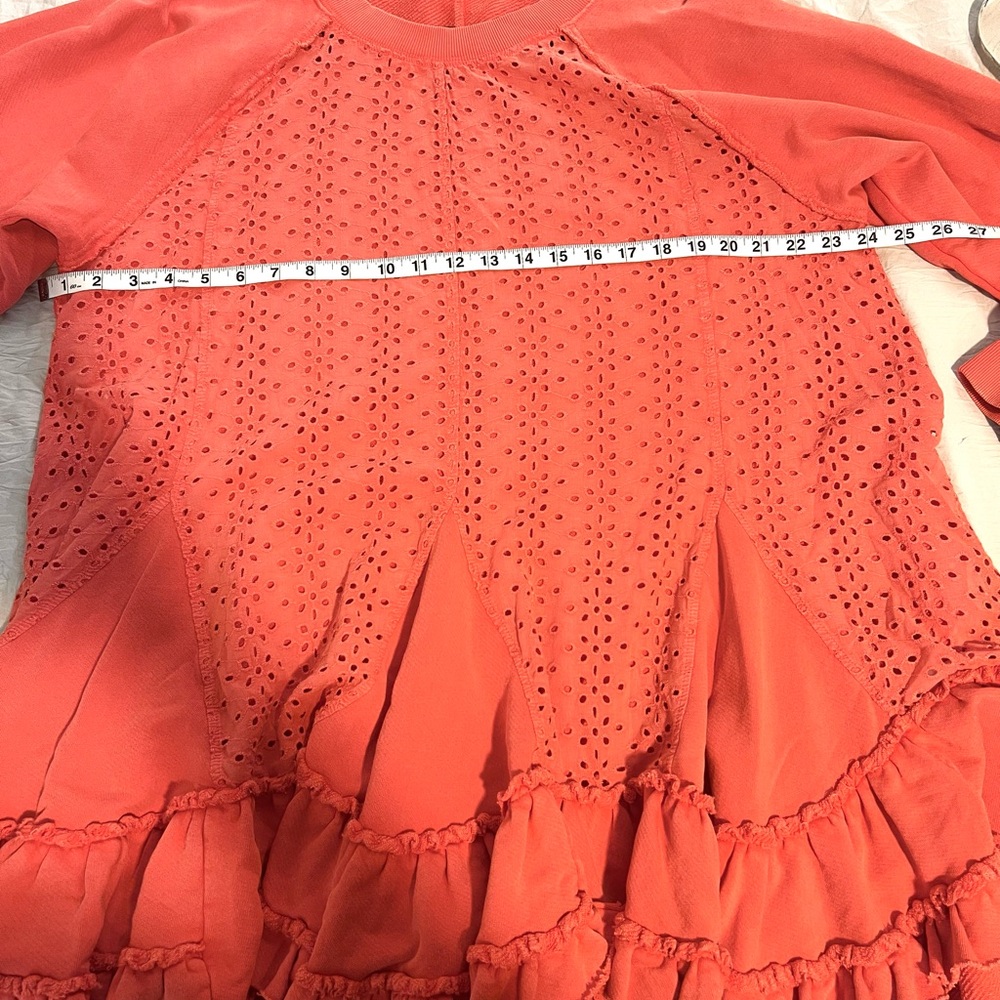 Free People Eva Sweatshirt Tunic Eyelet SZ M EUC - Picture 9 of 10